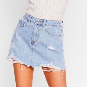 Nasty Gal You Don't Fray High-Waisted Denim Skirt